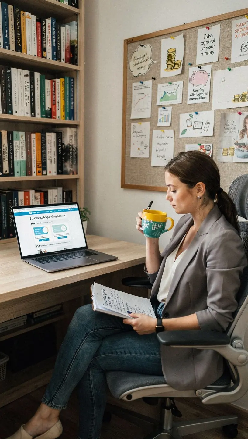 Pénzügyi tervezés és költségvetés kezelése könyvek és útmutatók segítségével.